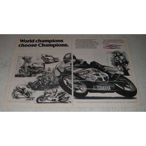 1981 2-page Champion Spark Plugs Ad - Motorcycles - Champions