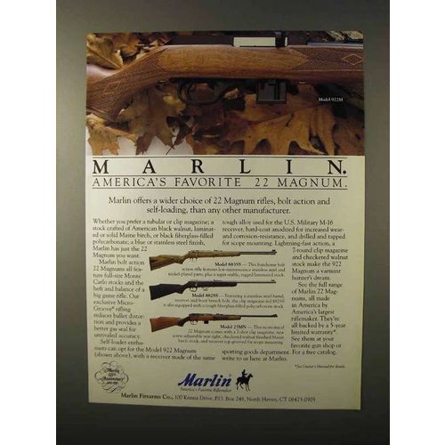 1995 Marlin Rifle Ad - Model 922M, 883SS, 882SS, 25MN