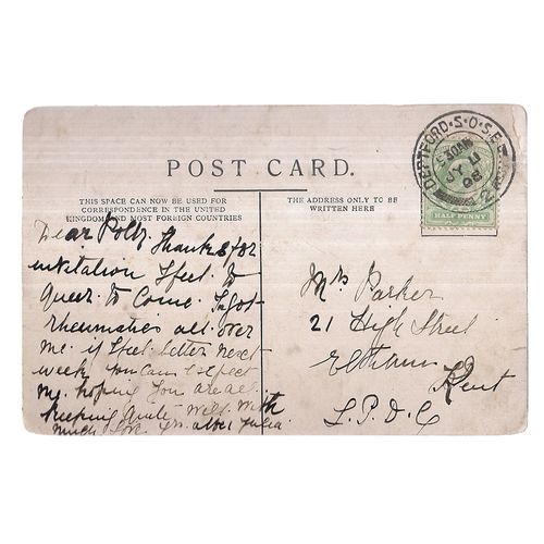 HENLEY BRIDGE, HENLEY-ON-THAMES used antique postcard 1908 postmark =
