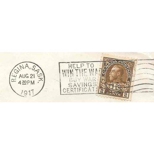 Canada Admiral Flag Slogan 1917 Regina "Help to Win the War..." War Tax Stamp