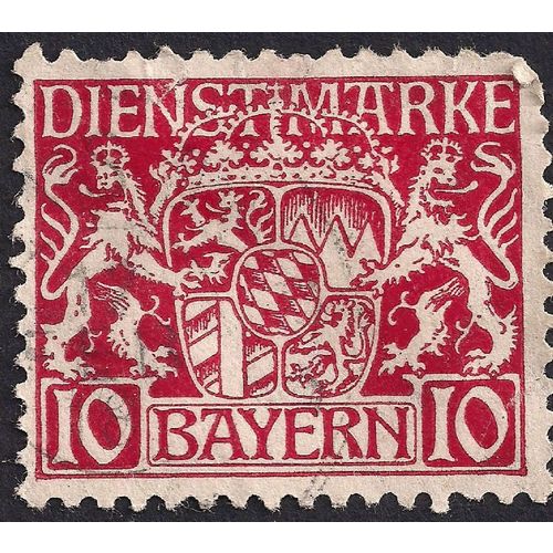 GERMANY, BAVARIA, Bayern Dienstmarke, red 1916, 10Pf, #2