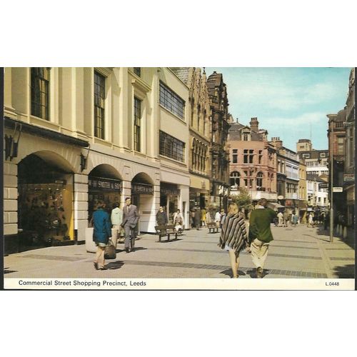 Leeds, W Yorkshire - Commercial Street Shopping Precinct -Dennis postcard c1970s