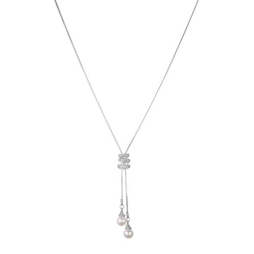 Simulated Pearl Crystal Long Sweater Chain
