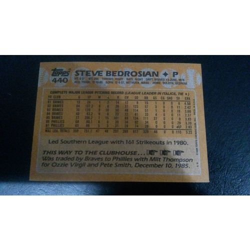 1988 Topps Card # 440 Steve Bedrosian Excellent-Mint (6) Philadelphia Phillies