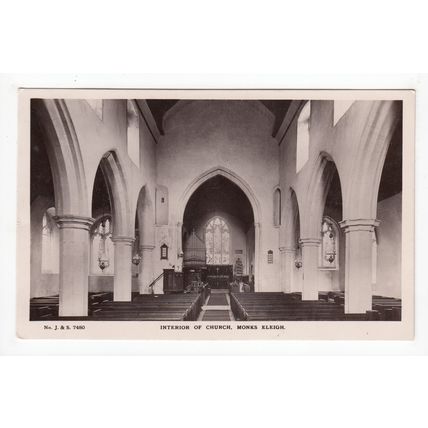 Interior of Church Monks Eleigh Postcard RP Suffolk