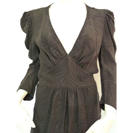Rutzou Black Deep Plunge Neck Silk Dress Size 34 BNWT FREE UK P&P