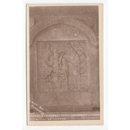 Raising of Lazarus Panel Chichester Cathedral Postcard West Sussex W Kelf & Son
