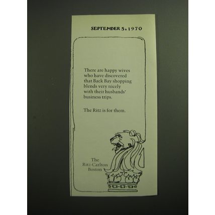 1970 The Ritz-Carlton Boston Hotel Ad - There are happy wives