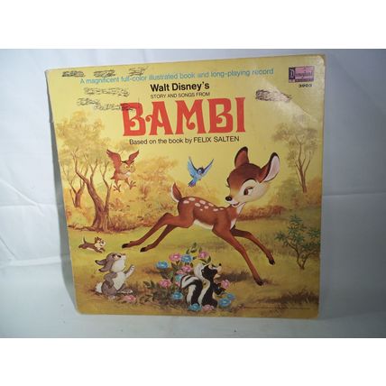 Walt Disney Bambi Vinyl LP Story and Songs Book Disneyland 3903 1969