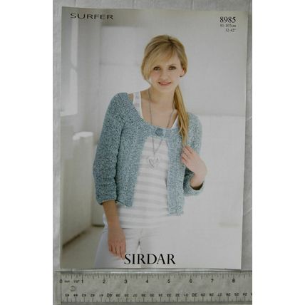 Vintage: Sirdar 8985 cardigan, surfer, 32-42 inch, 81-107 cm