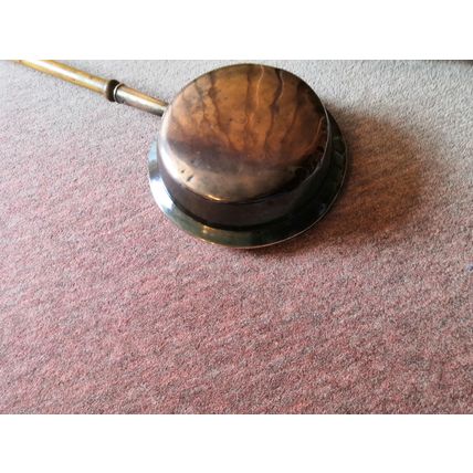 Vintage/Antique, Copper/Brass, Large Bed Warmer/Warming Pan - Long Wood Handle