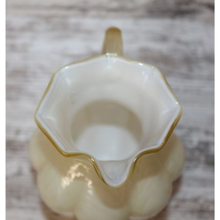 VTG Fenton Glass Small Pitcher Creamer MCM Art Glass Yellow16 oz Gift Decor