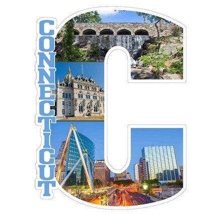 Connecticut Downtown Hartford Stone Bridge Capital C Collage Fridge Magnet