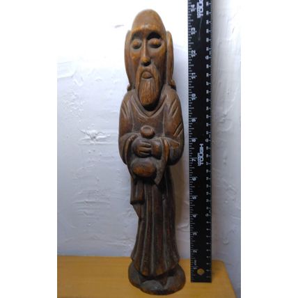 Wood Carving Monk/Religious Figure holding jar. Free Stand or Hanging - Fast Sh!