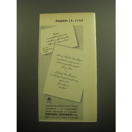 1958 Georg Jensen Wedding Stationery Advertisement