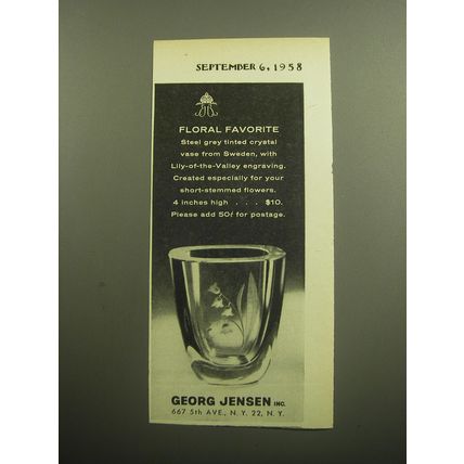 1958 Georg Jensen Vase Ad - Floral Favorite
