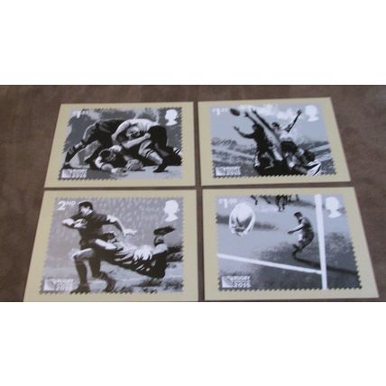 2015 GB PHQ FDC Cover Postcards - Rugby Union World Cup set