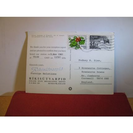 THINGVELLIR, ICELAND used postcard STATE BROADCASTING SERVICE 1981 pm =
