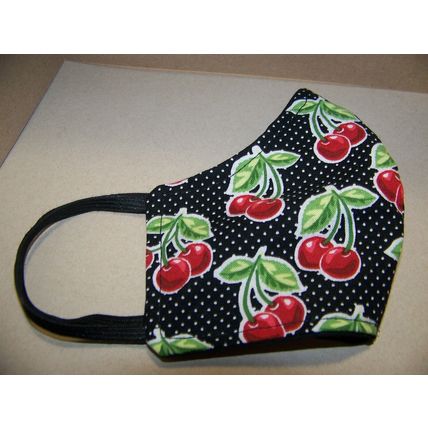 BLACK CHERRIES FACE MASK WOMEN'S CHILDREN'S ROCKABILLY