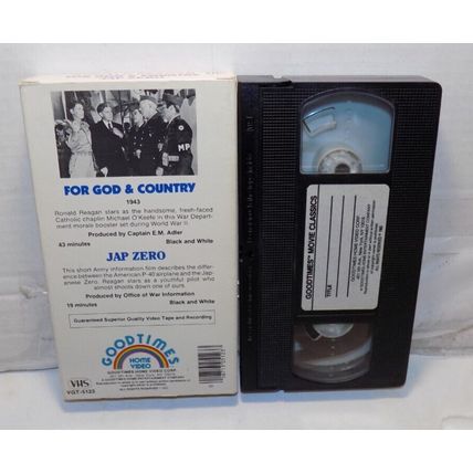 Ronald Reagan in For God and Country & Jap Zero B & W VHS Movie 1985 Goodtimes
