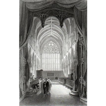 INTERIOR OF CARLISLE CATHEDRAL, CUMBERLAND 1858 Joseph Wilson Lowry ENGRAVING