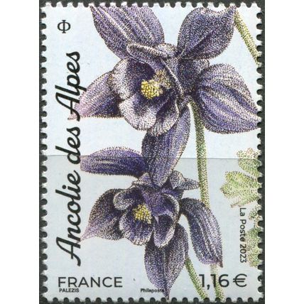 France. 2023. Alpine Columbine (Aquilegia alpina) (MNH **) Stamp