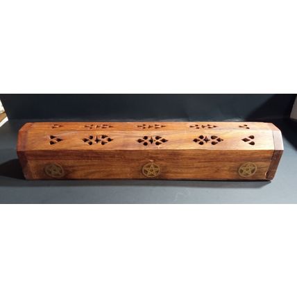 Triple Pentagram Box Burner For Incense Sticks & Cones, Storage Compartment