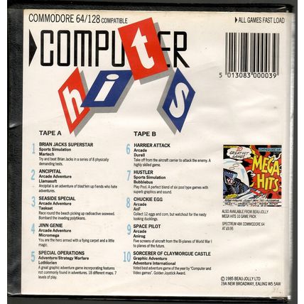 COMMODORE 64 - 10 Comput Hits - 1985 - Chuckie Egg, Harrier Attack, Ancipital