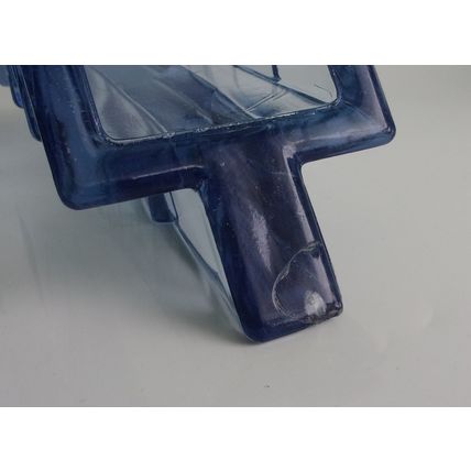 Rare Bagley Art Deco Blue Glass 'Wyndham' Book Ends Pair (Issues).