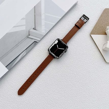 Leather Watchband For Apple Watch Series (Orange, 7 45mm / 6&SE&5&4 44mm / 3&2&1