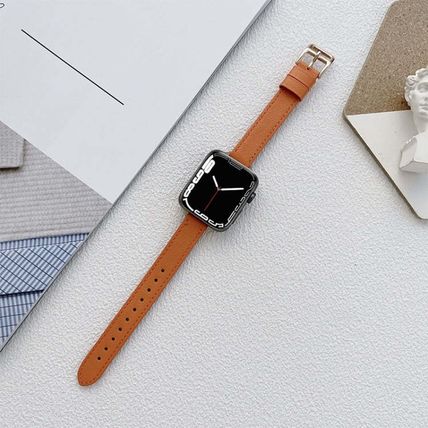 Leather Watchband For Apple Watch Series (Orange, 7 45mm / 6&SE&5&4 44mm / 3&2&1