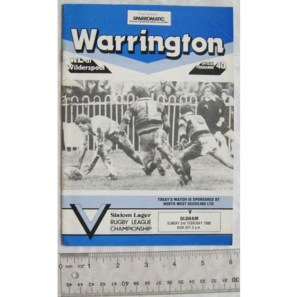 1986 programme Warrington v. Oldham