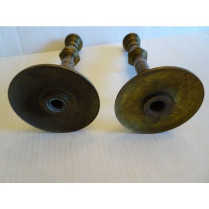 Candlestick Holders - Vintage Brass - Heavy - 11 inches tall - Set Of 2