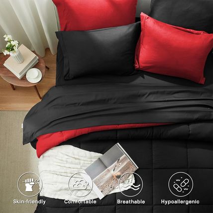 Anluoer Queen Comforter Set 7 Piece, Reversible Bed in a Bag Queen Size, Lightwe