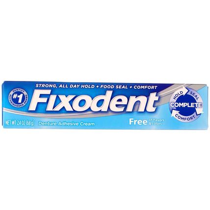 Fixodent Free Denture Adhesive Cream 2.40 Oz (Pack of 5)