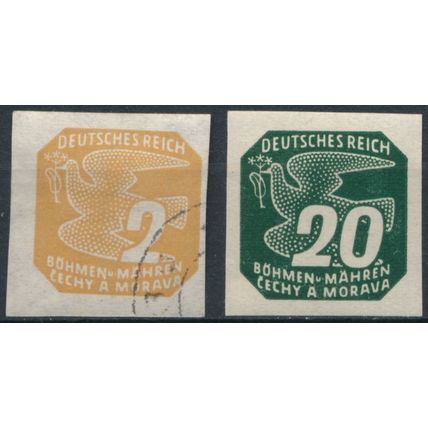 Newspaper Stamps: 2h & 20h - Bohemia & Moravia 1943 - FH & NM H - MiNr 117 & 123