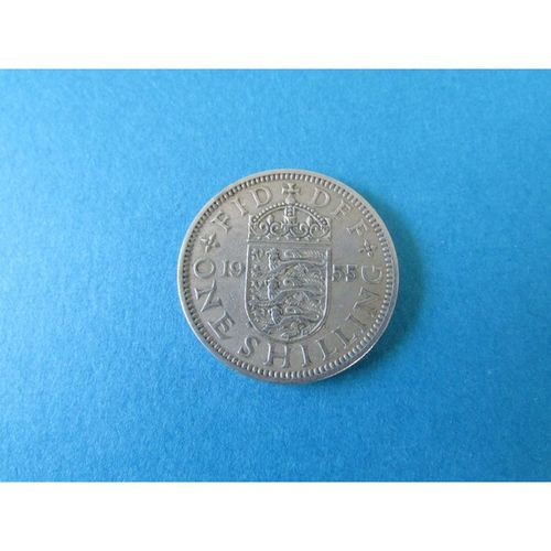 1955 QUEEN ELIZABETH II ENGLISH SHIELD ONE SHILLING FREE POST. Y