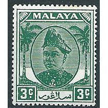 Selangor 1949 SG92 3c Green Mounted Mint .. ..
