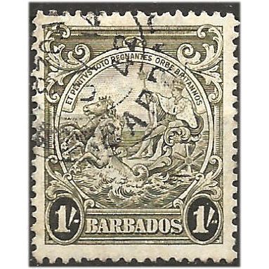 Barbados 1938 SG255 1/- Olive-Green Fine Used . ..