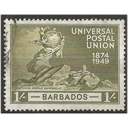 Barbados 1949 SG270 1/- Olive UPU Fine Used . ..