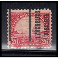 Used 567 20c Golden Gate Barely Clears Misaligned PreCnx Bot-Top KA7256