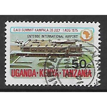 KENYA UGANDA TANGANYIKA 1975 AFRICAN ARTS 50c INT AIRPORT ENTEBE SG 371 F/U#2