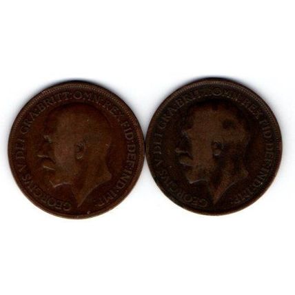 Coins. Pre-Decimal 1914 George V. One Penny Coin