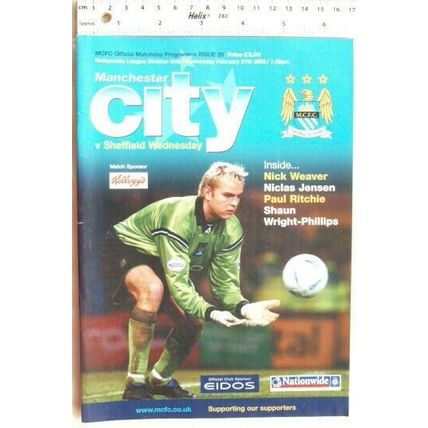 2002 programme Manchester City v. Sheffield Wednesday