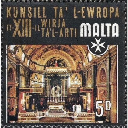 MALTA, Interior of St. John's Cathedral, Valletta, black 1970, 5d