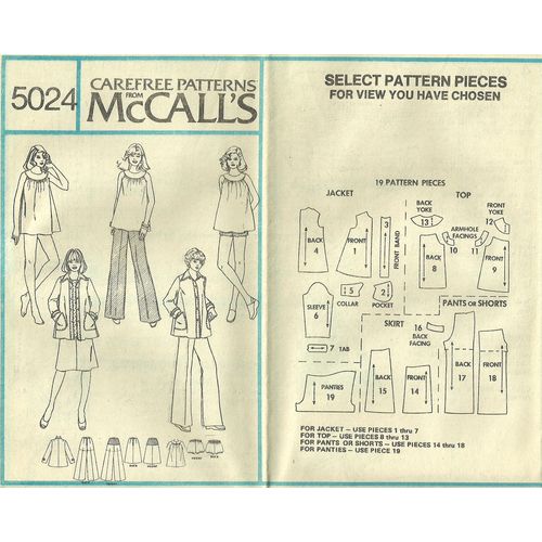 McCalls 5024 Sewing Pattern Maternity Jacket Top Skirt Pants Short Size 18 Uncut