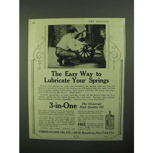 1922 3-in-One Oil Ad - Easy Way to Lubricate Springs