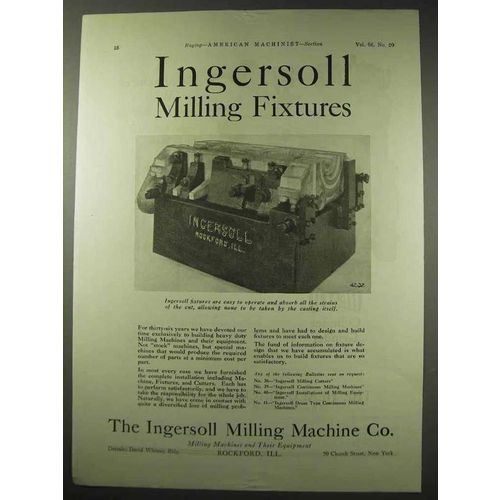 1922 Ingersoll Milling Machine Ad - Milling Fixtures