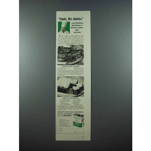 1940 Wesson Oil Ad - Emile Wiolet - Thanks Mrs. America