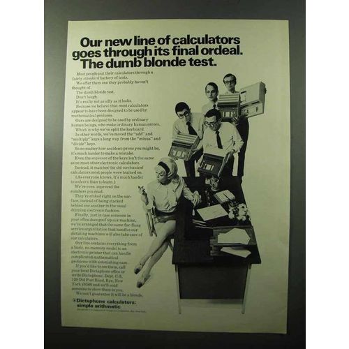 1970 Dictaphone Calculators Ad - Dumb Blonde Test